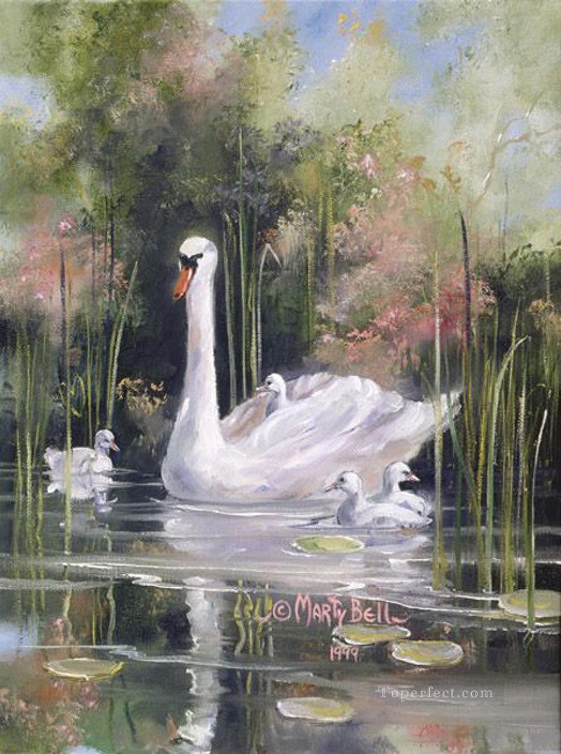 PLS47 impresionismo jardín estanque de gansos Pintura al óleo